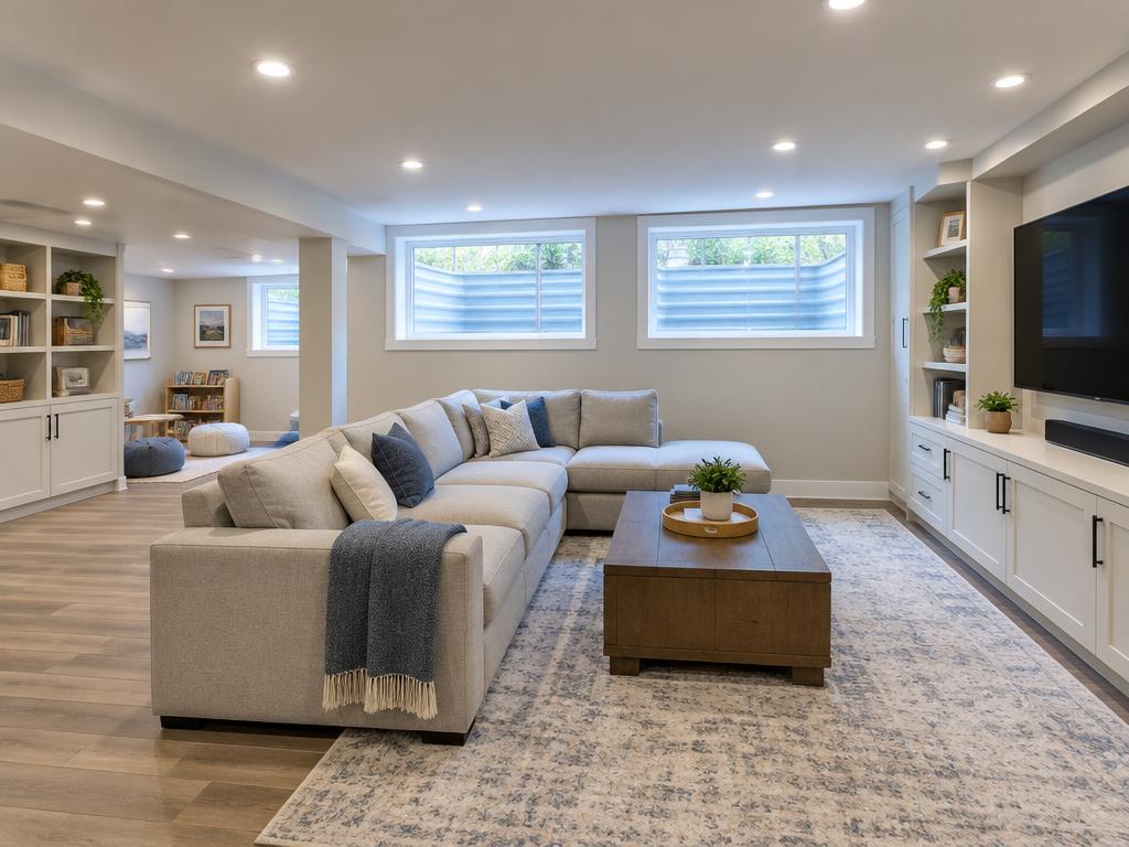 Renovated basement family room